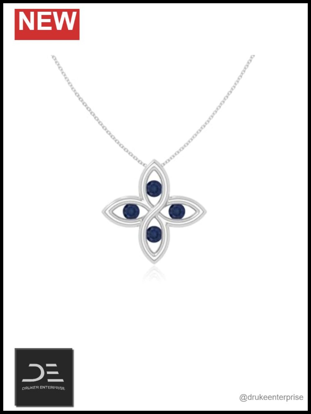 Sapphire Flower Pendant Necklace Sterling Silver 18K Gold Vermeil